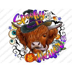 Highland Cow Png, Spooky Heifer png, Western PNG, Halloween png, Sublimation File,Sublimation Designs Downloads,Digital