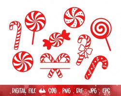 christmas candy svg, holiday candy svg, swirl svg, peppermint candy cane christmas candy dxf vector files for cutting |