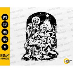Birth Of Jesus SVG | Nativity SVG | Manger Bethlehem Star Stable | Cricut Cut File Printable Clip Art Vector Digital Dow