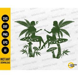 cannabis fairies svg | smoking marijuana joint | smoke weed blunt | cricut cutting files silhouette | clipart vector dig