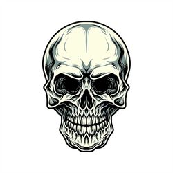 Hand Drawn Halloween Skull SVG Silhouette Spooky Skeleton Head Clipart Cut files for Cricut Digital Download Commercial