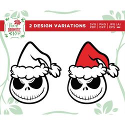 Jack Skellington SVG, Nightmare SVG with Christmas Hat skull svg, cricut, silhouette, files for cricut, holiday svg, gri