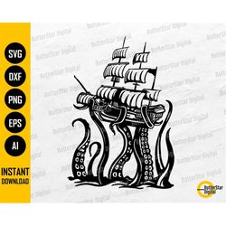 Kraken SVG | Tentacles SVG | Mythical Creature Wall Art Vinyl Decal Decor Shirt Sticker | Cutting File Clipart Vector Di
