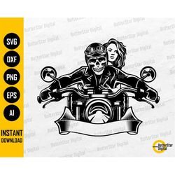 Skeleton Couple Motorcycle Handle Bars SVG | Handlebars Chopper Hog Motor Motorbike Riding | Cutfiles Clip Art Vector Di