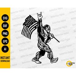 USA Flag Bigfoot SVG | American Big Foot Svg | US Wild Monster T-Shirt Decal Sticker | Cricut Cut File Clipart Vector Di