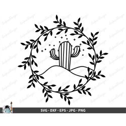 Desert Cactus Frame SVG  Clip Art Cut File Silhouette dxf eps png jpg  Instant Digital Download