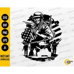 American Troops SVG | US Soldier Svg | United States Military Svg | War USA Flag Svg | Cricut Cut File Clipart Vector Di