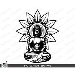 Buddha Lotus Meditation SVG  Clip Art Cut File Silhouette dxf eps png jpg  Instant Digital Download