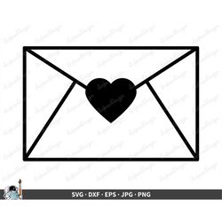 Envelope Heart Letter SVG  Clip Art Cut File Silhouette dxf eps png jpg  Instant Digital Download