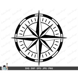Compass Rose SVG  Clip Art Cut File Silhouette dxf eps png jpg  Instant Digital Download