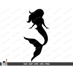 Mermaid SVG  Clip Art Cut File Silhouette dxf eps png jpg  Instant Digital Download