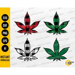 Buffalo Plaid Cannabis SVG | Marijuana Leaf | Autumn Winter | Cricut Silhouette Cameo Cut | Printable Clipart Vector Dig