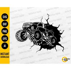 Crashing Monster Truck SVG | Muscle Car SVG | Car Decals Wall Art Shirt | Cricut Cut Files Silhouette Clipart Vector Dig