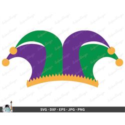 mardi gras jester hat svg  clip art cut file silhouette dxf eps png jpg  instant digital download