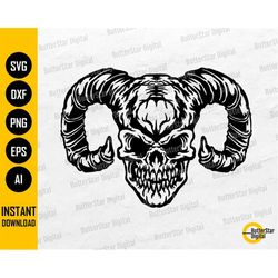 Horned Skull SVG | Skeleton SVG | Demon SVG | Hell Svg | Grave Evil Fear Darkness | Cut File Printable Clipart Vector Di