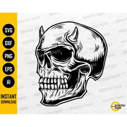 Devil Skull SVG | Skeleton SVG | Gothic Decal T-Shirt Vinyl Stencil | Cricut Cut File Silhouette Cameo Clipart Vector Di