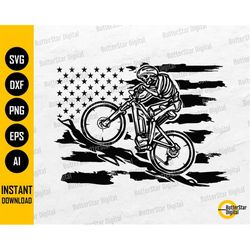 US Skeleton Mountain Biker Svg | USA Flag MTB Svg | Biking T-Shirt Decal Graphics | Cricut Silhouette Clipart Vector Dig