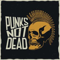Hand Drawn Punks Not Dead Skull Illustration SVG Clipart Vector Design for tshirt Cut files for Cricut Commercial Use Di