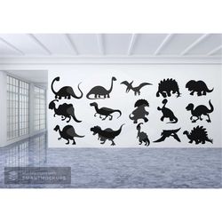 18 Black and White Dinosaur Silhouette SVG Bundle Cut Files for Cricut Digital Download Commercial Use