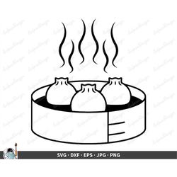 Soup Dumplings SVG  Steamed Food Clip Art Cut File Silhouette dxf eps png jpg  Instant Digital Download
