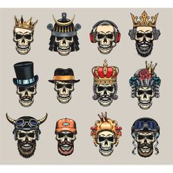 Best Skull SVG Bundle Skeleton Clipart Set Skull King Samurai Pack Headphone Cut files for Cricut Digital Download Silho