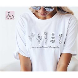 Minimal Floral Graphic shirt Grow Positive Thoughts svg file, Positive Thoughts, Plant Shirt, Graphic Shirt, Boho plant,