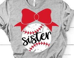 Baseball Sister Svg, Baseball Bow Svg, Little Sister Biggest Fan Svg, Baby Girl Baseball Shirt Svg Cut Files for Cricut