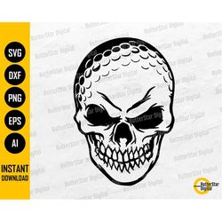 Golf Skull SVG | Golfer SVG | Golf Ball SVG Vinyl Stencil Graphics | Cricut Silhouette Cameo Cuttables Clipart Vector Di