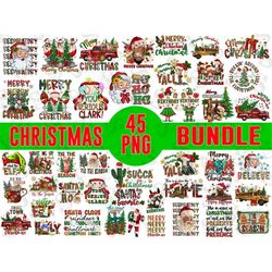 45 Christmas Bundle Png, Merry Christmas Png, Christmas Png, Cowhide, Western PNG, Santa Claus PNG, Sublimation Designs,
