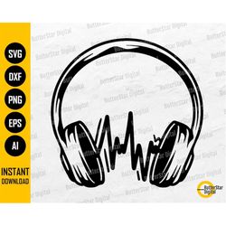Head Phones SVG | Earphones SVG | Music T-Shirt Decals Wall Art Sticker | Cricut Cut Files Silhouette Clipart Vector Dig