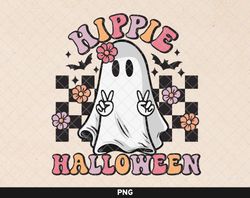 Hippie Halloween png, Retro Ghost png, Retro Halloween Design