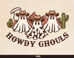 Howdy Ghouls png, Western Halloween Design, Cowboy Ghost png