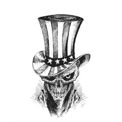 Hand Drawn Uncle Sam Skull SVG Devil Skeleton USA Hat Clipart Independence Day Vector Cut files for Cricut Digital Downl