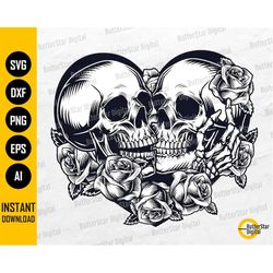 Skull Lovers SVG | Dead Skeleton Love SVG | Gothic Heart Decal Shirt Graphics | Cutting File Printable Clipart Vector Di