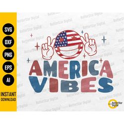 America Vibes PNG | Cute Patriotic PNG T-Shirt Decals Stickers Sublimation | Cricut Cut File Printable Clipart Vector Di
