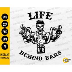 life behind bars svg | skeleton riding motorcycle svg | biker shirt vinyl graphics | cricut silhouette clipart vector di