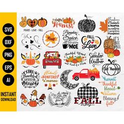 Fall BUNDLE SVG | Autumn Designs | Thanksgiving SVG | Cricut Silhouette Cameo Cut | Printable Clipart Vector Digital Dow