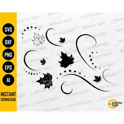 Fall Breeze SVG | Blowing Autumn Leaves | Maple Leaf | Cricut Silhouette Cameo | Printable Clip Art Vector | Digital Dow