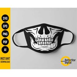 Big Skull Jaw Face Mask SVG | Skeleton Mouth Facemask | Bones Mask | Cricut Cutting File | Clipart Vector Digital Downlo