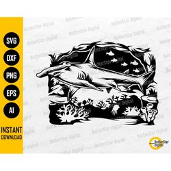 Hammerhead Shark Scene SVG | Wild Animal T-Shirt Decal Sticker Graphic | Cricut Cut File CNC Printable Clipart Vector Di