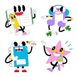 back to school sticker svg bundle cute cartoon doodle pack set book pencil notebook hand drawn cliparts cut files for cr