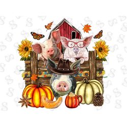 Farm Fall Pigs Sublimation Design, Fall Pig Png Sublimation Design, Fall Clipart,Fall Vibes Png,Hello Fall Png,Fall Anim