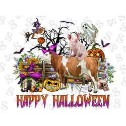 Happy Halloween Png Sublimation Design,Halloween Animals Truck Png,Gnome Png,Happy Halloween Png,Cow Png,Pig Png,Pumpkin