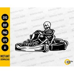 Skeleton Driving Go Kart SVG | Motor Sports SVG | Race Car Drive Fast Speed Circuit | Cricut Cutfile Clip Art Vector Dig