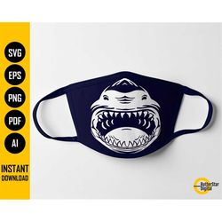 Shark Jaws Face Mask SVG | Great White Teeth Facemask | Shark Mouth Mask | Cricut Cut File Clipart Vector Digital Downlo