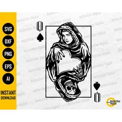 Gothic Queen Of Spades SVG | Playing Cards Decal T-Shirt Tattoo Stencil | Cricut Cut Files Silhouette Clip Art Vector Di