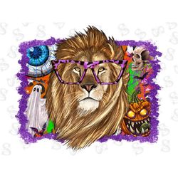 Halloween Lion Png Sublimation Design,Animals Lionn,Ghost Png,Halloween lion  Png,Witch Hat,Halloween Pumpkin,Skull Png,