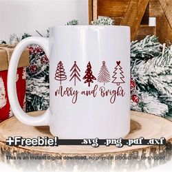 Merry And Bright Svg Png, Winter svg, Christmas shirt svg, Christmas words svg, Merry Christmas Svg, Funny Christmas SVG