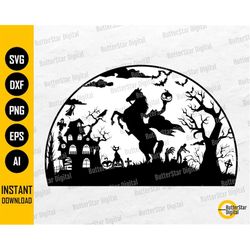 Headless Horseman SVG | Halloween Wall Decor | Sleepy Hollow Monster Decals | Cricut Cut Silhouette Printable Clipart Ve