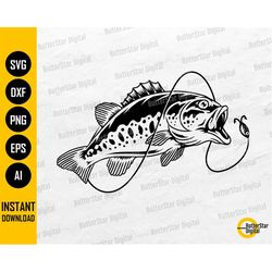 Bass Fishing SVG | Angling SVG | Fish Hook SVG | Smallmouth Largemouth Fresh Water Lake | Cutting File Clipart Vector Di